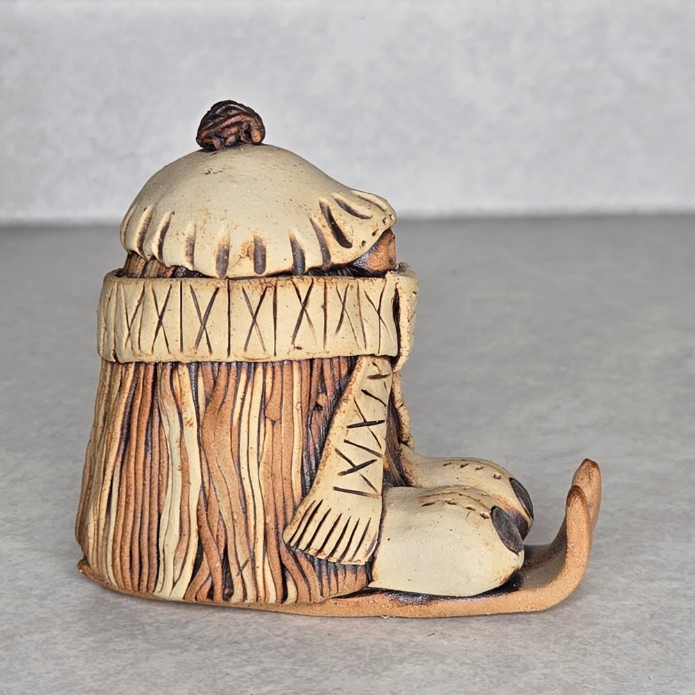 Art Pottery Folk Art Sculpture Gnome Figurine Clay Pottery Whimsical Decor - Picture 2 of 6